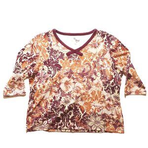 Top Coral Bay Petites PXL Multicolor Jersey Women Tropical Floral Pattern Cotton